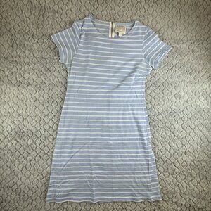 Sail to Stale STS Blue & White Striped Preppy Short Sleeve Dress Back Zipper Med